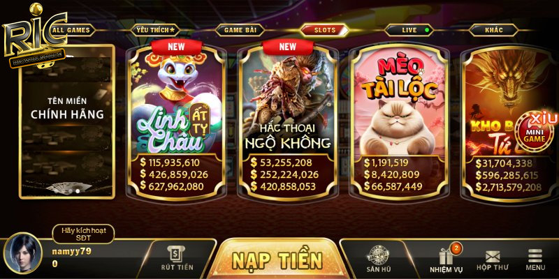 Điểm qua một số tựa game nổ hũ Ricwin nhiều người tham gia